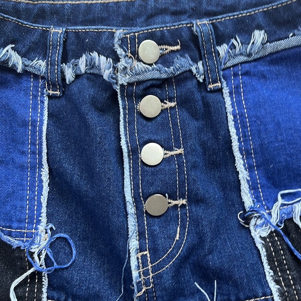 Shein Patchwork Jeans Exposed Button Fly, Like Ne… - image 4